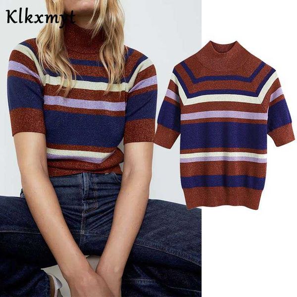 klkxmyt england fashion stripe vintage short sleeve za sweaters women pull femme knitted pullovers 210527, White;black
klkxmyt england fashion stripe vintage short sleeve za sweaters women pull femme knitted pullovers 210527, White;black