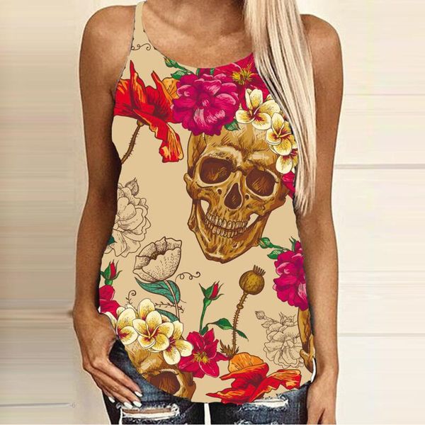 women's tanks & camis flower skulls print cross strap backless tank fashion sleeveless tshirt summer blouse ropa mujer, White
women's tanks & camis flower skulls print cross strap backless tank fashion sleeveless tshirt summer blouse ropa mujer, White
