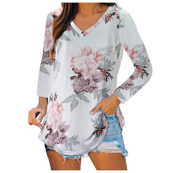 women's blouses & shirts irregular floral printed womens long sleeve v neck loose casual female t-shirt bottoming vintage ladies clothi, White
women's blouses & shirts irregular floral printed womens long sleeve v neck loose casual female t-shirt bottoming vintage ladies clothi, White