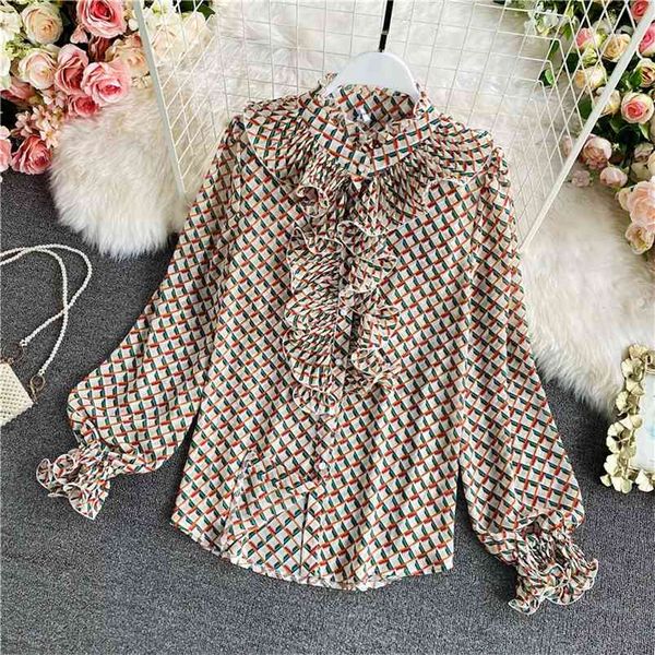 spring autumn fashion temperament loose women sweet wood ears stand collar retro floral puff sleeve chiffon shirt c127 210507, White
spring autumn fashion temperament loose women sweet wood ears stand collar retro floral puff sleeve chiffon shirt c127 210507, White