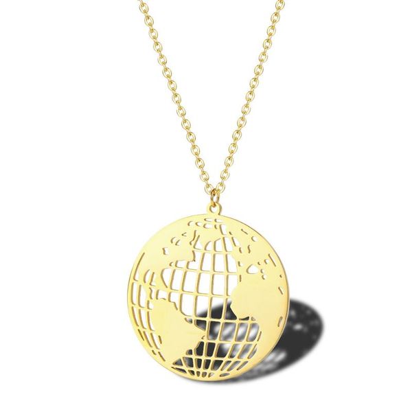 pendant necklaces classical round earth necklace youth creative globe neck chain lady stainless steel clavicle, Silver 
pendant necklaces classical round earth necklace youth creative globe neck chain lady stainless steel clavicle, Silver