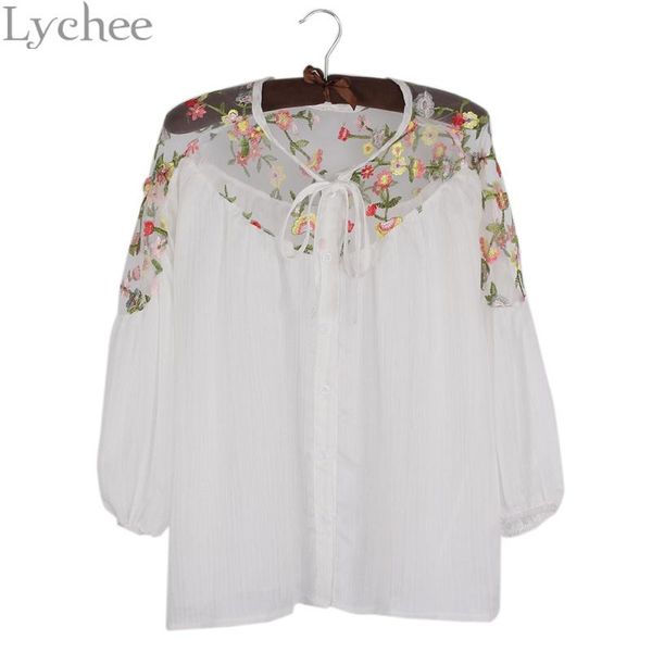 women's blouses & shirts lychee spring autumn women blouse flower embroidery mesh patchwork lantern sleeve chiffon shirt, White
women's blouses & shirts lychee spring autumn women blouse flower embroidery mesh patchwork lantern sleeve chiffon shirt, White