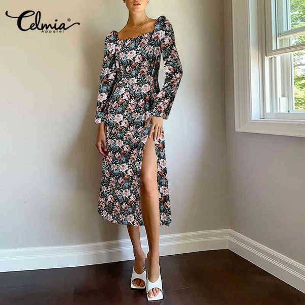 dresses celmia 2021 summer slit dress elegant square collar midi sundress vintage floral print long sleeve french party vestidos 7, Black;gray
dresses celmia 2021 summer slit dress elegant square collar midi sundress vintage floral print long sleeve french party vestidos 7, Black;gray