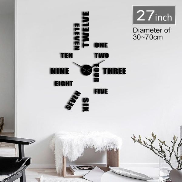 wall clocks diy english letter number clock modern design 3d sticker frameless giant simple quiet sweep watch decor
wall clocks diy english letter number clock modern design 3d sticker frameless giant simple quiet sweep watch decor