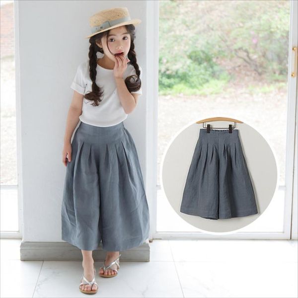 brand summer and autumn kids loose trousers girls pants baby cotton ankle length toddler soft fashion, 3870, Blue