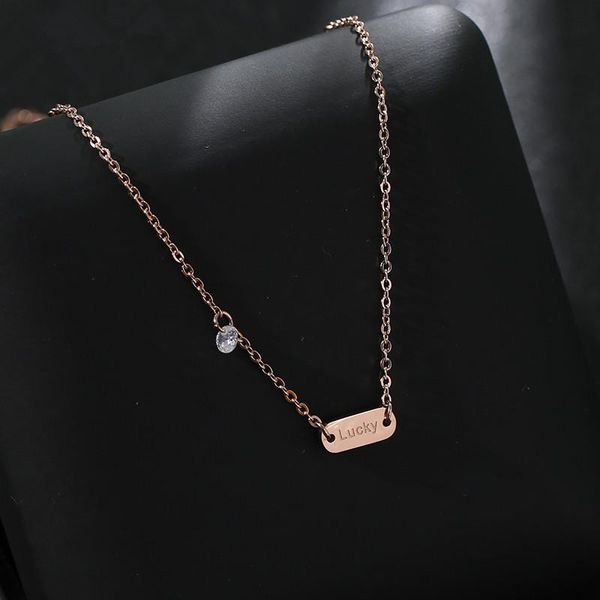 rose gold color fashion shiny crystal lucky tag pendant necklace titanium steel jewelry woman birthday gift never fade necklaces, Silver
rose gold color fashion shiny crystal lucky tag pendant necklace titanium steel jewelry woman birthday gift never fade necklaces, Silver