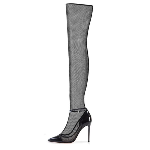 boots lady lace long shoes woman mesh over the knee cool black thin heels high booties rome botas femininas
boots lady lace long shoes woman mesh over the knee cool black thin heels high booties rome botas femininas