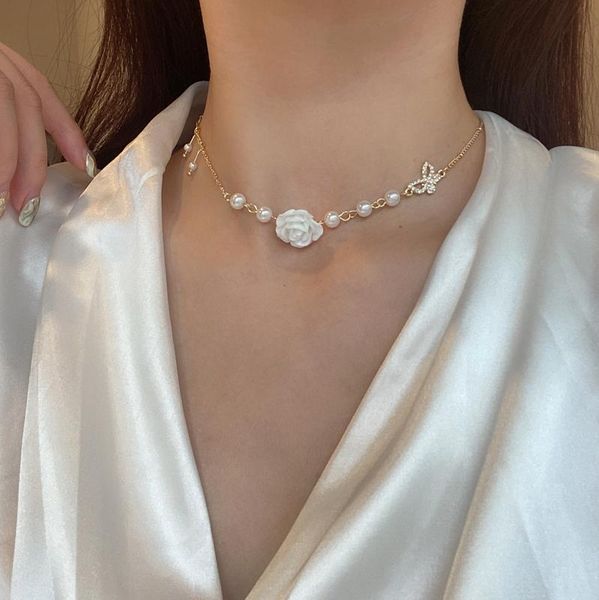 chains retro fairy rose necklace summer ins elegant butterfly short pearl fashion women, Silver
chains retro fairy rose necklace summer ins elegant butterfly short pearl fashion women, Silver