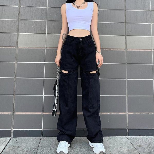 women's jeans street fashion solid color female loose pants pocket trousers hollow out vintage style mid waist casual stright, Blue
women's jeans street fashion solid color female loose pants pocket trousers hollow out vintage style mid waist casual stright, Blue