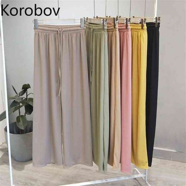 korobov new arrival autumn women wide leg pants korean high waist knitted women trousers elastics casual joggers femme 210430, Black;white
korobov new arrival autumn women wide leg pants korean high waist knitted women trousers elastics casual joggers femme 210430, Black;white
