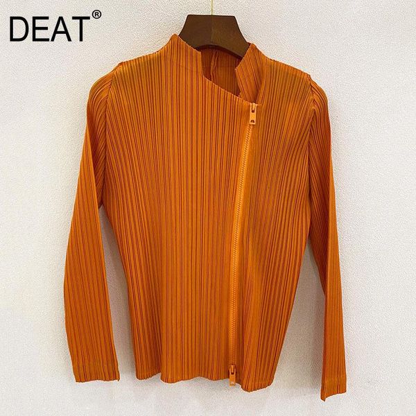 women's jackets pleated woman irregular stand collar long sleeve loose orange solid causal style 2022 summer fashion 15ht187, Black;brown
women's jackets pleated woman irregular stand collar long sleeve loose orange solid causal style 2022 summer fashion 15ht187, Black;brown