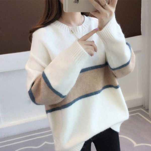 women's sweaters pullover women fashion knitted loose sweater winter pulloves plus size clothes, White;black
women's sweaters pullover women fashion knitted loose sweater winter pulloves plus size clothes, White;black