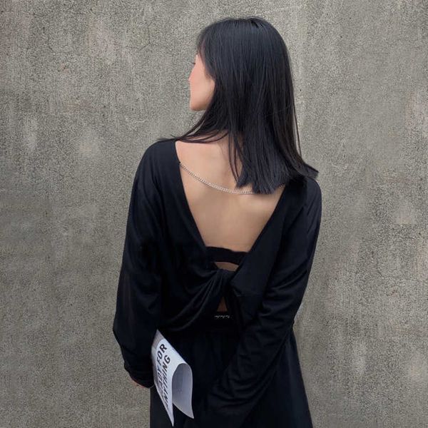 korean natural 52309 pleated light and soft cotton t-shirt long sleeve cross large open back solid color base shirt girls summer, White
korean natural 52309 pleated light and soft cotton t-shirt long sleeve cross large open back solid color base shirt girls summer, White