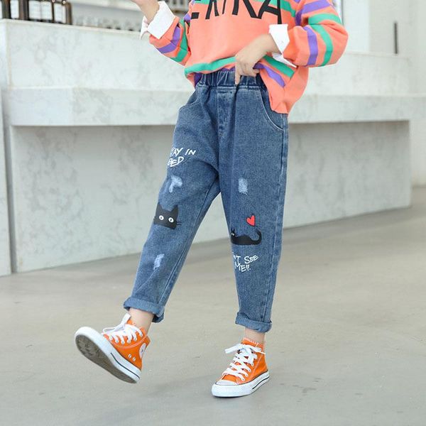 kids girl ripped jeans cartoon printed denim pants elastic waist torn for girls autumn teenager clothes casual trousers, Blue
kids girl ripped jeans cartoon printed denim pants elastic waist torn for girls autumn teenager clothes casual trousers, Blue