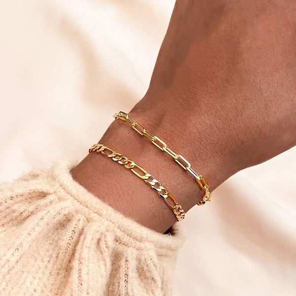 link, chain paperclip bracelet women's stainless steel layered figaro link handchains adjustable birthday gift, Black
link, chain paperclip bracelet women's stainless steel layered figaro link handchains adjustable birthday gift, Black