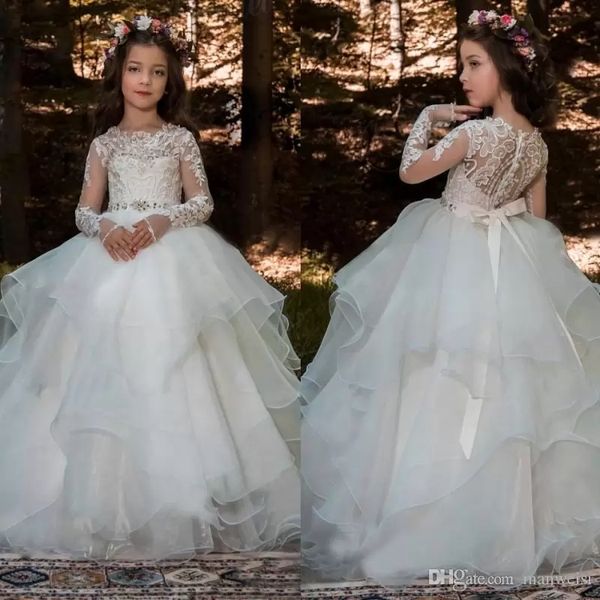 new ball gown ruffles flower girls dresses for weddings long sleeve crystal sash boho toddel kid first communion dress pageant gowns, White;blue
new ball gown ruffles flower girls dresses for weddings long sleeve crystal sash boho toddel kid first communion dress pageant gowns, White;blue