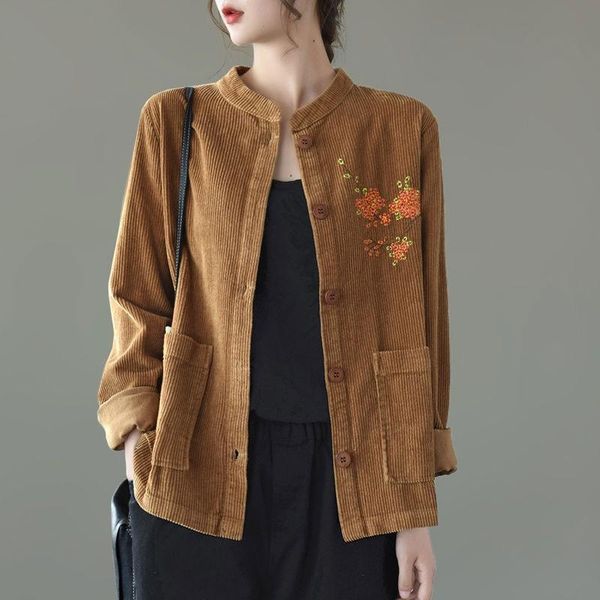 spring autumn style women long sleeve stand collar short coats vintage embroidery single breasted jackets women's, Black;brown
spring autumn style women long sleeve stand collar short coats vintage embroidery single breasted jackets women's, Black;brown