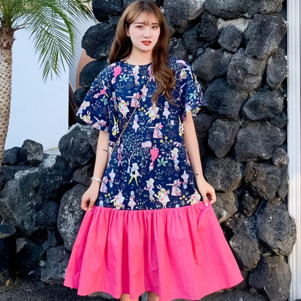 women elegant vacation plus size printed pleated spliced t-shirt dress o-neck short sleeve loose fashion summer 16f1343 210510, Black;gray
women elegant vacation plus size printed pleated spliced t-shirt dress o-neck short sleeve loose fashion summer 16f1343 210510, Black;gray