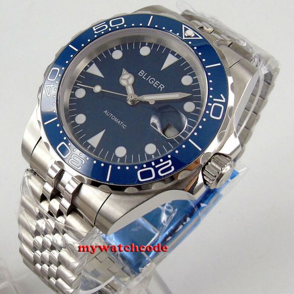 40mm bliger blue dial sapphire crystal ceramic bezel automatic while watch b389, Slivery;brown
40mm bliger blue dial sapphire crystal ceramic bezel automatic while watch b389, Slivery;brown