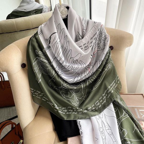scarves 2021 scarf silk shawl painting pashmina women neck wrap floral hijab foulard female summer bandana, Blue;gray
scarves 2021 scarf silk shawl painting pashmina women neck wrap floral hijab foulard female summer bandana, Blue;gray