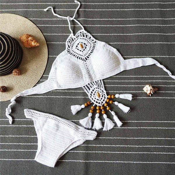 tie knitting beach swimwear halter beaded tassel crop brazil bikini swimsuit bathing suit beachwear wdo5, White;black
tie knitting beach swimwear halter beaded tassel crop brazil bikini swimsuit bathing suit beachwear wdo5, White;black