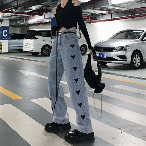 Autumn Winter Vintage Heart Women Jeans Shape Printing Wide Leg Pants Korean Loose Straight Denim Fashion Trousers, Blue
Autumn Winter Vintage Heart Women Jeans Shape Printing Wide Leg Pants Korean Loose Straight Denim Fashion Trousers, Blue