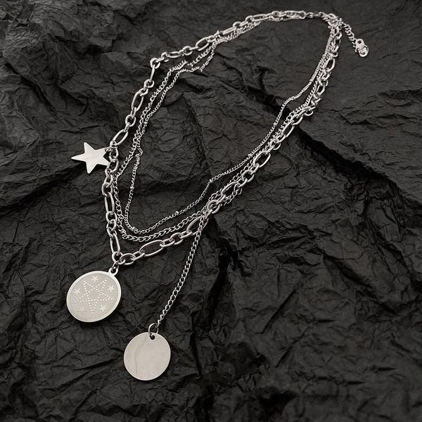 chokers origin summer stainless steel double layer circle coin medallion star pendant necklace for women asymmetric jewelry, Golden;silver
chokers origin summer stainless steel double layer circle coin medallion star pendant necklace for women asymmetric jewelry, Golden;silver