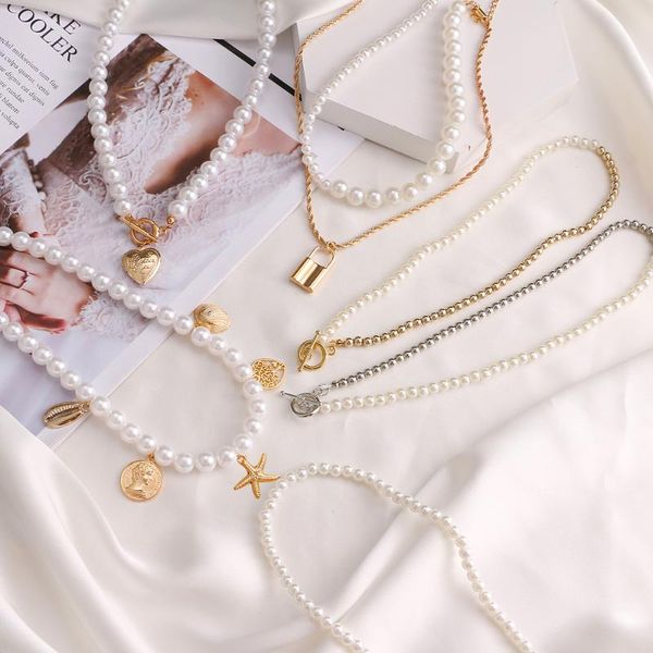 chokers vienkim luxury pearl stone shell pendant necklace for women summer star heart chain choker bohemian jewelry gift, Golden;silver
chokers vienkim luxury pearl stone shell pendant necklace for women summer star heart chain choker bohemian jewelry gift, Golden;silver