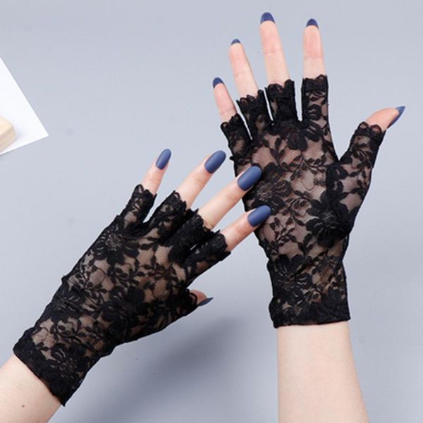 five fingers gloves lace thin short elastic sunscreen summer female net yarn transparent uv half finger touch screen driving mitten l80, Blue;gray
five fingers gloves lace thin short elastic sunscreen summer female net yarn transparent uv half finger touch screen driving mitten l80, Blue;gray