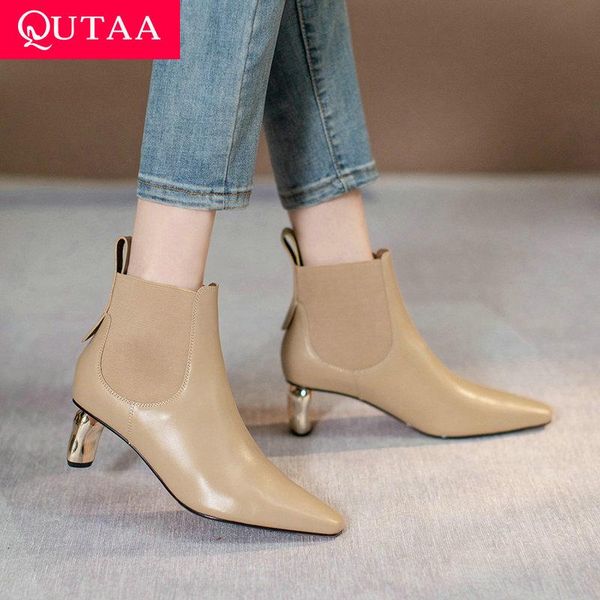 boots qutaa 2022 ankle autumn winter genuine leather med heel women shoes retro pointed toe slip on short big size 34-39, Black
boots qutaa 2022 ankle autumn winter genuine leather med heel women shoes retro pointed toe slip on short big size 34-39, Black