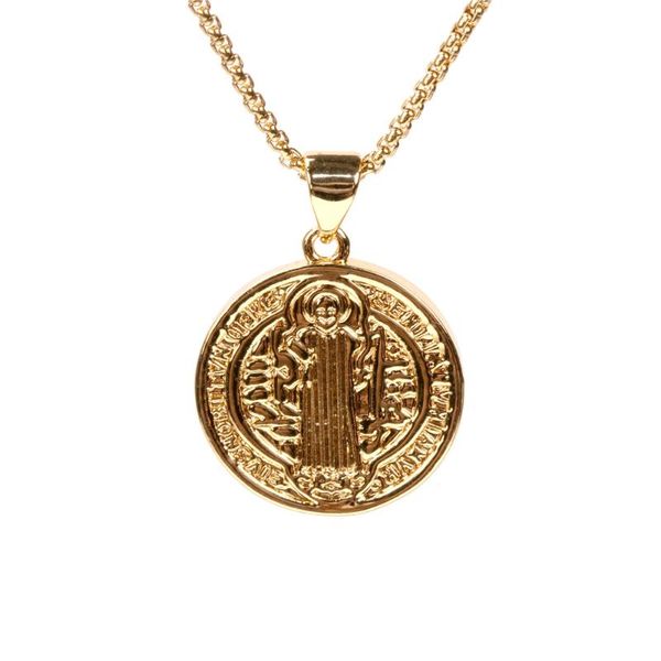 pendant necklaces eyika classic religious gold color saint benedict cross medal necklace for women men copper metal jewelry holy medalla, Silver
pendant necklaces eyika classic religious gold color saint benedict cross medal necklace for women men copper metal jewelry holy medalla, Silver