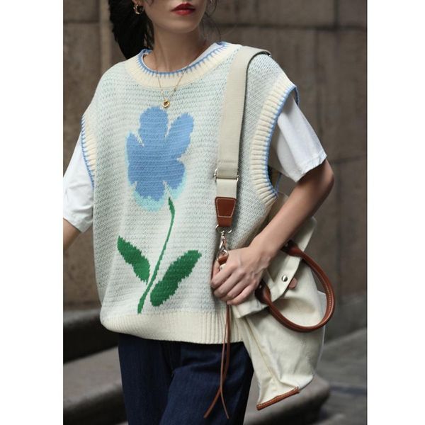 women's sweaters french retro little flower knitted vest for women autumn and winter youthful-looking loose round neck sleeveless waist, White;black
women's sweaters french retro little flower knitted vest for women autumn and winter youthful-looking loose round neck sleeveless waist, White;black