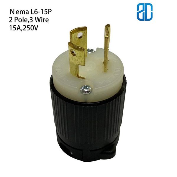 smart power plugs us nema l6-15p anti-drop industrial groungding locking plug 2 pole 3 wire connector with cable cord 15a 250v
