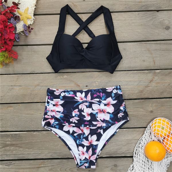 stylish cross halter bikini high waist printed swimsuit underwire bra padded bikinis women soft travel swimsuits
stylish cross halter bikini high waist printed swimsuit underwire bra padded bikinis women soft travel swimsuits