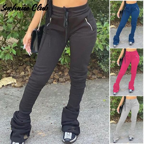 thickened zipper pocket pleated stacked pants solid color skinny flared casual leggings women's & capris, Black;white
thickened zipper pocket pleated stacked pants solid color skinny flared casual leggings women's & capris, Black;white