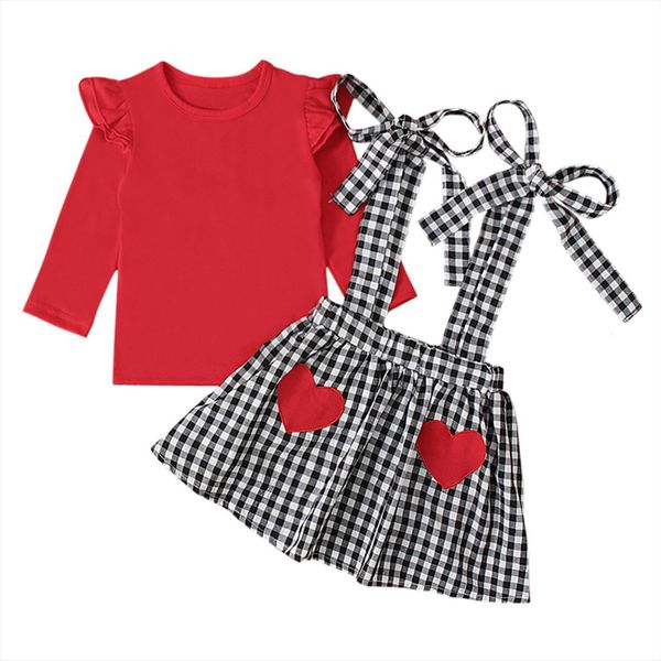 citgeett spring kids girls two pieces suit fashion solid long sleeve t shirt plaid bow suspender skirt valentines day, White
citgeett spring kids girls two pieces suit fashion solid long sleeve t shirt plaid bow suspender skirt valentines day, White