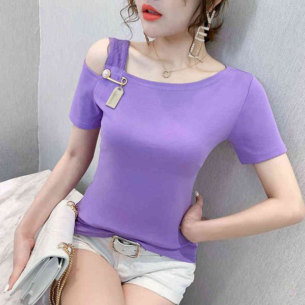 women's t-shirt summer european clothes t-shirt fashion off shoulder lace women ropa mujer short sleeve cotton tees t055, White
women's t-shirt summer european clothes t-shirt fashion off shoulder lace women ropa mujer short sleeve cotton tees t055, White