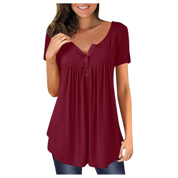 women's t-shirt womens button pleated tunic t-shirts casual short sleeve loose solid color v-neck female pullover summer clothes #yj, White
women's t-shirt womens button pleated tunic t-shirts casual short sleeve loose solid color v-neck female pullover summer clothes #yj, White