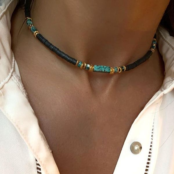 chokers one-piece bohemian handmade jewelry natural pine stone black soft pottery gold bead choker necklace for woman fashion elegant, Golden;silver
chokers one-piece bohemian handmade jewelry natural pine stone black soft pottery gold bead choker necklace for woman fashion elegant, Golden;silver