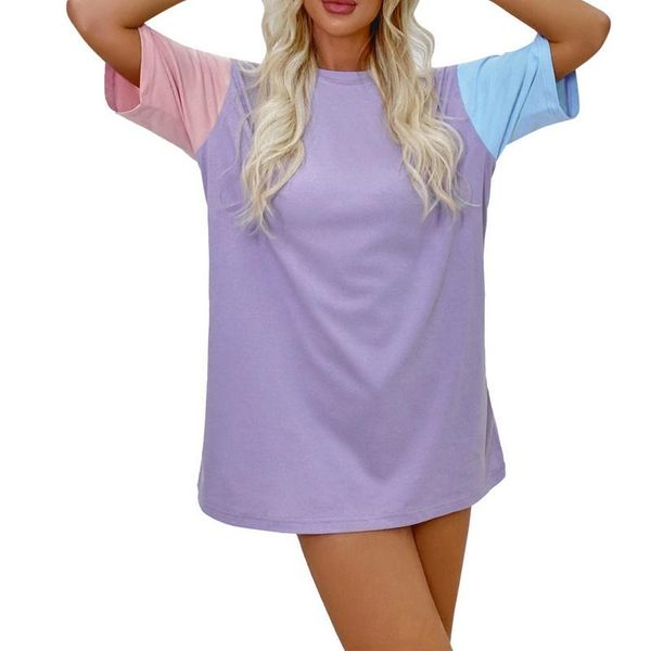 women's t-shirt 2021 sell summer women purple all-match o-neck casual loose pullover splicing dress streetwear mid-length cool, White
women's t-shirt 2021 sell summer women purple all-match o-neck casual loose pullover splicing dress streetwear mid-length cool, White