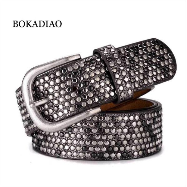belts bokadiao women belt punk pin buckle vintage geometry rivets luxury lady's original leather for woman waistband female, Black;brown
belts bokadiao women belt punk pin buckle vintage geometry rivets luxury lady's original leather for woman waistband female, Black;brown