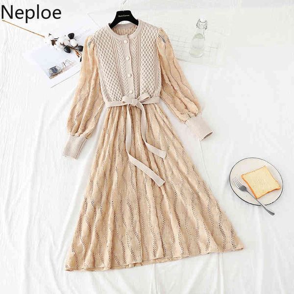 neploe woman dress knitted patchwork lace vestidos hollow out lace up slim robe high waist big swing elegant dresses women 210422, Black;gray
neploe woman dress knitted patchwork lace vestidos hollow out lace up slim robe high waist big swing elegant dresses women 210422, Black;gray