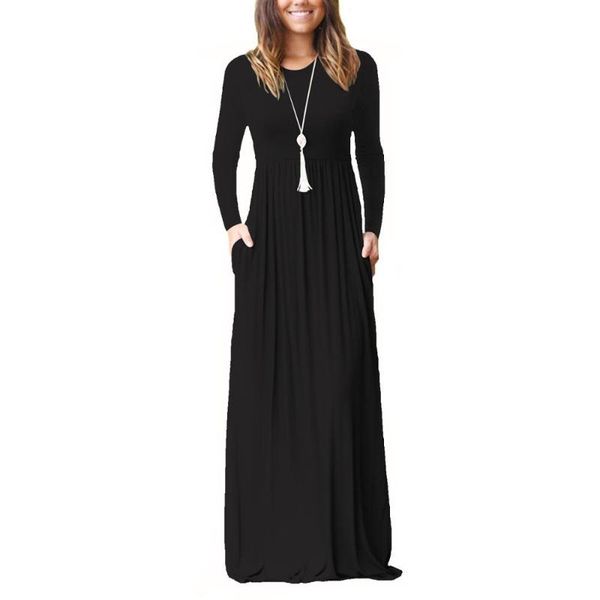 casual dresses elegant long sleeve o neck high waist stretchy maxi dress autumn women solid color loose pocket robe vestidos, Black;gray
casual dresses elegant long sleeve o neck high waist stretchy maxi dress autumn women solid color loose pocket robe vestidos, Black;gray