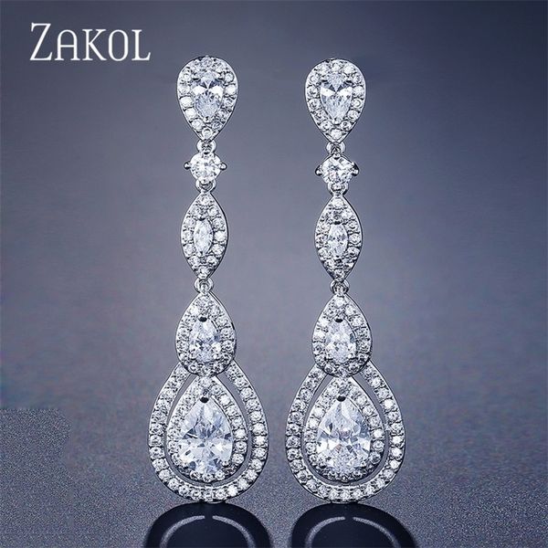 zakol luxury water drop pear cubic zircon long dangles elegant earrings for women bridal wedding jewelry dress fsep2114 210317, Silver
zakol luxury water drop pear cubic zircon long dangles elegant earrings for women bridal wedding jewelry dress fsep2114 210317, Silver