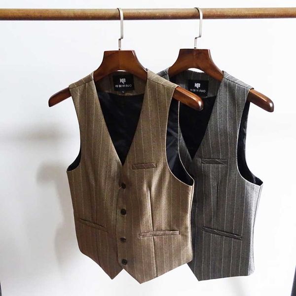 jackets men's retro suit waistcoat fashion british slim striped vest korean youth sleeveless jacket office party smart casual clothing, Black;brown
jackets men's retro suit waistcoat fashion british slim striped vest korean youth sleeveless jacket office party smart casual clothing, Black;brown