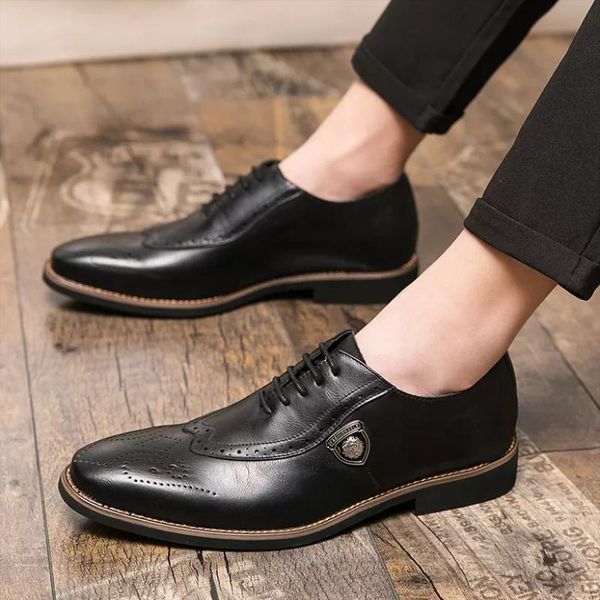 men's shoes fashionable pu leather lace-up handmade casual formal stylish spring oxfords mens yx049 dress, Black
men's shoes fashionable pu leather lace-up handmade casual formal stylish spring oxfords mens yx049 dress, Black