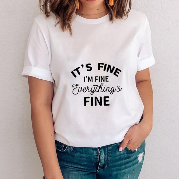 women's t-shirt women girls t-shirts plus size print it's fine summer breathable comfortable short sleeve motivate yourself, White
women's t-shirt women girls t-shirts plus size print it's fine summer breathable comfortable short sleeve motivate yourself, White