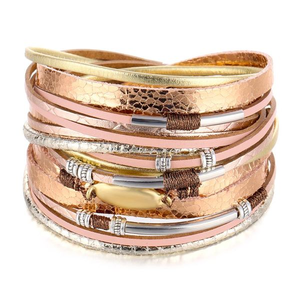 leather bracelets wrap multi layer hand-woven for women femme bohemian fashion boho jewelry gift friend tennis, Golden;silver
leather bracelets wrap multi layer hand-woven for women femme bohemian fashion boho jewelry gift friend tennis, Golden;silver