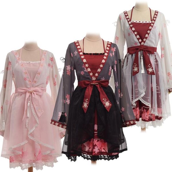 gorgeous kimono lolita dress women pink fantasy sakura embroidered halterneck costume casual dresses, Black;gray
gorgeous kimono lolita dress women pink fantasy sakura embroidered halterneck costume casual dresses, Black;gray