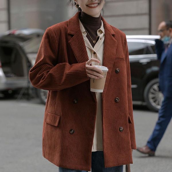 women's suits & blazers 2021 autumn winter women corduroy blazer casual double-breasted solid color suit jacket fashion female slim for, White;black
women's suits & blazers 2021 autumn winter women corduroy blazer casual double-breasted solid color suit jacket fashion female slim for, White;black